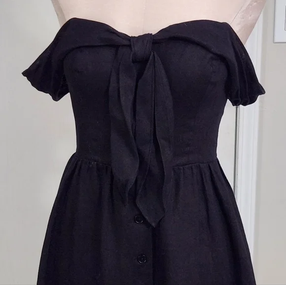 Reformation Barrington Linen Black Midi Dress Reformation Barrington Linen Black Midi Dress